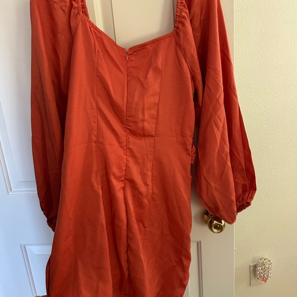 Ruched Mini Dress - Rust Orange - Picture 3 of 3